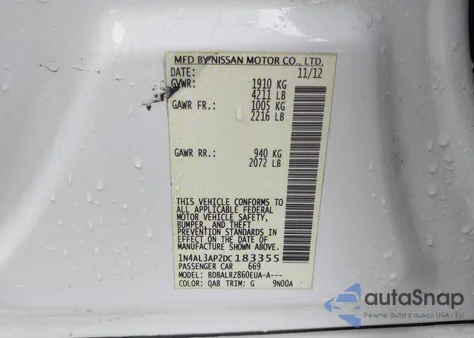 2013 Nissan Altima 2.5 S из США, поврежденный, VIN 1N4AL3AP2DC183355